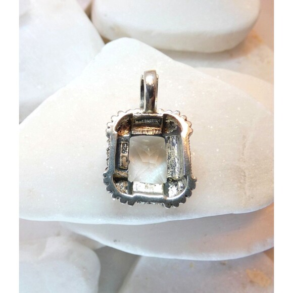 VTG Rock Quartz Crystal Marcasite Sterling Silver Pendant - Picture 6 of 8